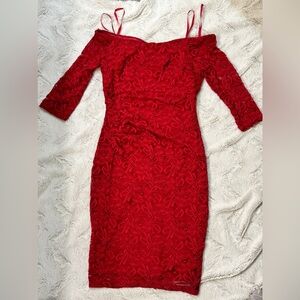 I.N.C red lace midi dress